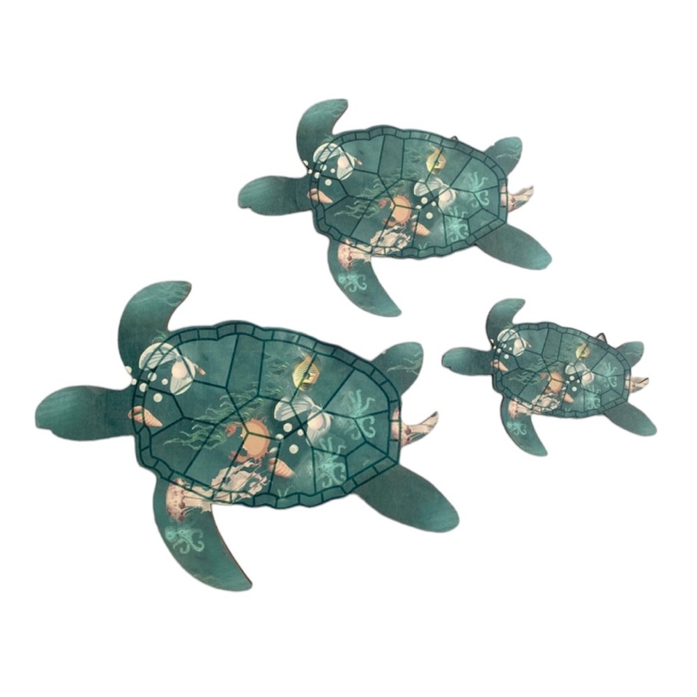 3 Pc Set Of Light‎ Wood Sea Turtles Wall Decorations